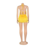 Sexy Tassel Halter Backless Romper AIL-202