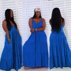 Solid Color Sing Loose Cake Dress AIL-211