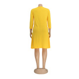 Letter Print Long Sleeve T Shirt Dress AIL-173