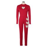 Fashion Hot Drill Long Sleeve Sport 2 Piece Pants Set AIL-260