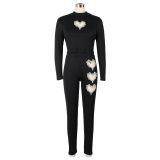 Fashion Hot Drill Long Sleeve Sport 2 Piece Pants Set AIL-260