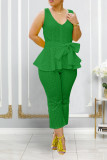 Solid Color Embroidered Tie Up Two Piece Set BGN-300