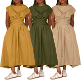 Solid Sleeveless Loose Maxi Dress BGN-302