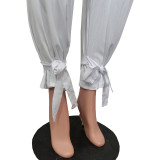 Solid Color Loose Long Sleeve Two Piece Pants Set BGN-0001
