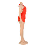 Sexy Tassel Halter Backless Romper AIL-202