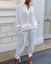 Solid Color Loose Long Sleeve Two Piece Pants Set BGN-0001