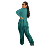 Solid Color Tassel Slim Pant AIL-225