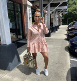 Fashion Long Sleeve Loose Shirt Dress AIL-186