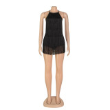 Sexy Tassel Halter Backless Romper AIL-202