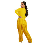 Solid Color Tassel Slim Pant AIL-225