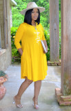 Letter Print Long Sleeve T Shirt Dress AIL-173