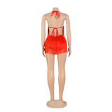 Sexy Tassel Halter Backless Romper AIL-202