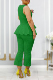 Solid Color Embroidered Tie Up Two Piece Set BGN-300