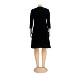 Letter Print Long Sleeve T Shirt Dress AIL-173