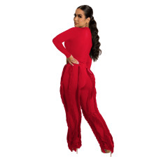 Solid Color Tassel Slim Pant AIL-225
