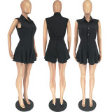 Sleeveless Lapel Casual Romper FOSF-8384