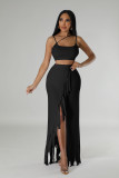 Sexy Sling Vest And Tassel Split Skirt 2 Piece Set DDF-88227