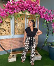 Leopard Print Slim Micro Flare Pant OLYF-6146