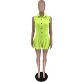 Sleeveless Lapel Casual Romper FOSF-8384