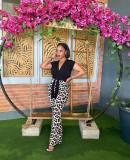 Leopard Print Slim Micro Flare Pant OLYF-6146