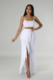 Sexy Sling Vest And Tassel Split Skirt 2 Piece Set DDF-88227