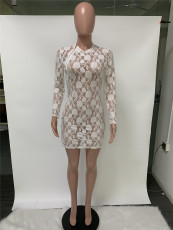 See-through Sexy Zipper Slit Club Dress ME-795