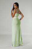 Sexy Sling Vest And Tassel Split Skirt 2 Piece Set DDF-88227