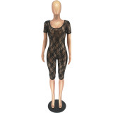 Sexy Lace Short Sleeve Skinny Jumpsuit FOSF-8385