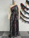 Print Patchwork Tie Up Backless Maxi Dress NY-10708
