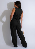 Sleeveless Solid Vest And Pants Two Piece Set AIL-265