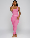 Casual Solid Color Tank Tops Two Piece Pants Set YD-008