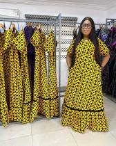 Sexy Print Loose Half Sleeve Maxi Dress NY-10722