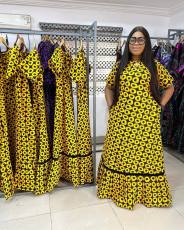 Sexy Print Loose Half Sleeve Maxi Dress NY-10722