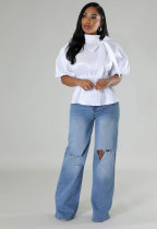 Casual Loose Tie Up Shirt XHXF-8691