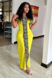 Print Patchwork Slim Short Sleeve Maxi Dress NY-10727