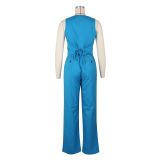 Sleeveless Solid Vest And Pants Two Piece Set AIL-265