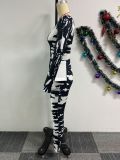 Sexy Print Long Sleeve Two Piece Pants Set NY-3152