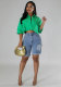 Solid Color 3/4 Sleeve Short Shirt XHXF-962