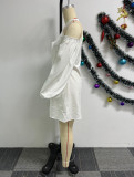 Solid Color Hollow Out Strapless Cross Neck Mini Dress NY-10735