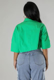 Solid Color 3/4 Sleeve Short Shirt XHXF-962