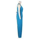 Sleeveless Solid Vest And Pants Two Piece Set AIL-265