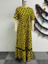 Sexy Print Loose Half Sleeve Maxi Dress NY-10722
