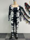Sexy Print Long Sleeve Two Piece Pants Set NY-3152
