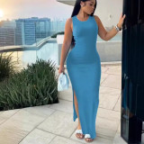 Solid Color Sleeveless Split Maxi Dress GSRX-9107