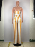 Deep V Neck Halter Belt Backless Jumpsuit SMD-24007