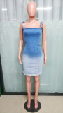 Sexy Backless Sling Denim Midi Dress LX-6974