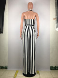 Deep V Neck Halter Belt Backless Jumpsuit SMD-24007