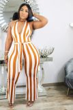 Deep V Neck Halter Belt Backless Jumpsuit SMD-24007