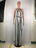 Deep V Neck Halter Belt Backless Jumpsuit SMD-24007