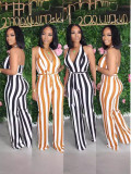Deep V Neck Halter Belt Backless Jumpsuit SMD-24007